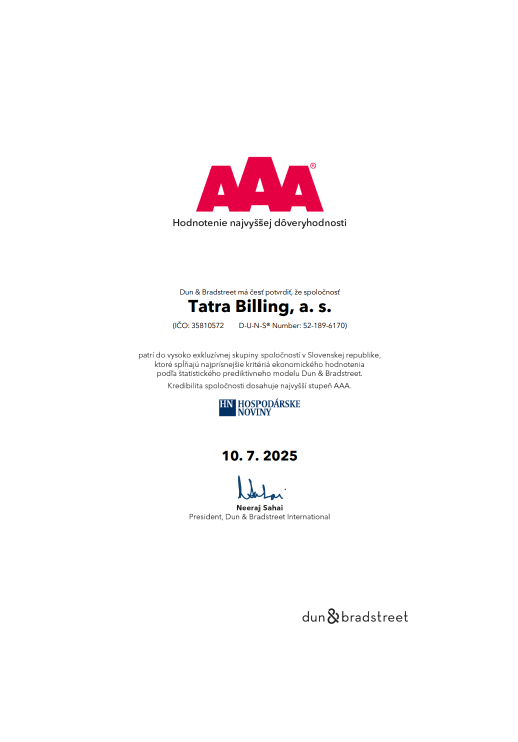 Tatra Billing dun&bradstreet